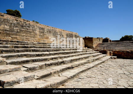 Vista generale del sito dell antica palce e Minoan città di Phaestos nel centro sud della creta. Foto Stock