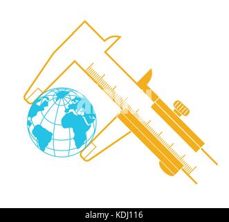 Concetto di misura, calcolo in forma di pinze per misurare la terra. Icona in stile lineare Illustrazione Vettoriale