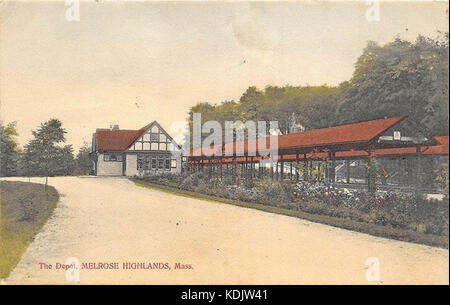 Melrose Highlands station 1908 cartolina Foto Stock