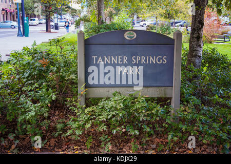 Tanner Springs Park, Portland, Oregon Foto Stock