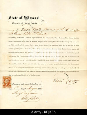 Giuramento di fedeltà di Felix Coste del Missouri, nella contea di San Luigi Foto Stock