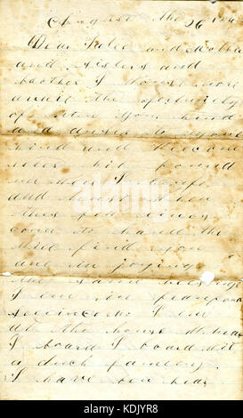 Lettera firmata George Wolz al padre, madre, sorelle e fratelli, 26 agosto 1863 Foto Stock