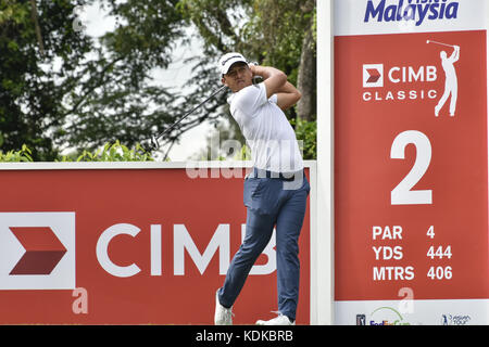 Kuala Lumpur, Malesia. Xiv oct, 2017. Xander Schauffele NEGLI STATI UNITI D' AMERICA in azione durante il classico di salita 2017 giorno 3 il 14 ottobre 2017 a TPC Kuala Lumpur, Malesia. Credito: Chris Jung/ZUMA filo/Alamy Live News Foto Stock