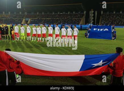 Guwahati, Assam, India. 14 ottobre 2017. A pochi minuti dalla partita del gruppo e della Coppa del mondo Under-17 tra Messico e Cile. In una partita del gruppo e della Coppa del mondo FIFA U-17, Messico, Cile, partecipa al pareggio senza reti. Il Messico entrerà nel turno dei 16. Tutto ciò di cui avevano bisogno era un punto per qualificarsi. Crediti: Vikramjit Kakati/ZUMA Wire/Alamy Live News Foto Stock