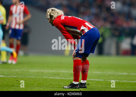 Madrid, Spagna. 14 ottobre, 2017. Antonie Griezmann (7) Atletico de Madrid il giocatore. La Liga tra Atlético de Madrid vs FC Barcellona a Wanda Metropolitano stadium in Madrid, Spagna, 14 ottobre 2017 . Credito: Gtres Información más Comuniación on line, S.L./Alamy Live News Foto Stock