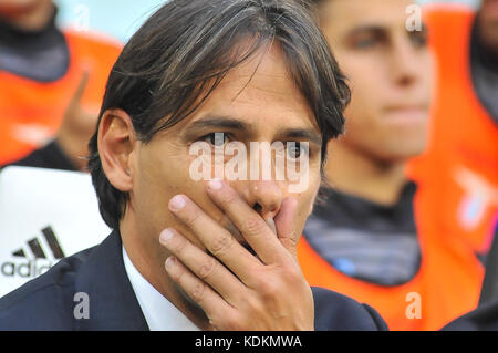 Torino, Italia. 14 ottobre, 2017. Simone INZAGHI, allenatore della SS Lazio, durante la serie di una partita di calcio tra Juventus e ss lazio a allianz Stadium il 14 ottobre, 2017 a Torino, Italia. Credito: Fabio petrosino/alamy live news Foto Stock