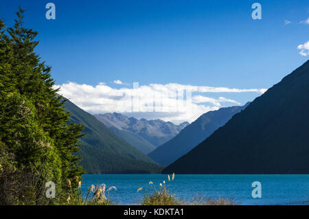 Saint arnaud, tasman • Nuova Zelanda lago Rotoiti in saint arnaud • inizio serata Foto Stock