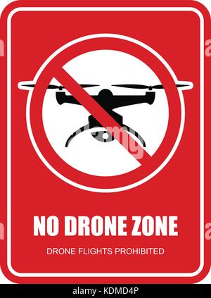 Nessuna zona di drone segno restrittivo - voli quadcopter vietata Illustrazione Vettoriale