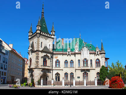 KOSICE, SLOVAKIA - AUGUST 29, 2015: Old building of Jakabov Palace in the downtown Foto Stock