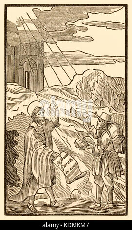 "Cristiano non appena lascia il mondo ma incontra Evangelista" da "il Pellegrinaggio da questo mondo per ciò che è a venire" di John Bunyan (1628-1688). Vedere ulteriori informazioni qui di seguito. Foto Stock