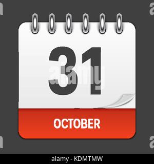 Ottobre 31 calendario daily icona. illustrazione vettoriale emblema. elemento di design per la decorazione dei documenti di office e applicazioni. Il logo del giorno, data, mese e vacanza. Illustrazione Vettoriale