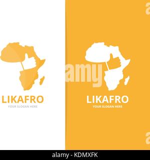 Vector africa e come combinazione di logo. safari e miglior simbolo o icona. unica geografia, continente e logotipo di scelta del modello di progettazione. Illustrazione Vettoriale