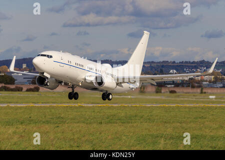 Stoccarda/Germania Settembre 29, 2017: Usaf Boeing C-40 all'Aeroporto di Stoccarda. Foto Stock