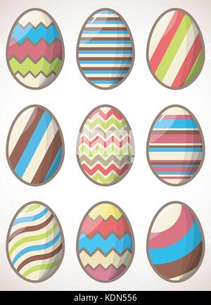 Set di uova di pasqua. illustrazione vettoriale EPS10 Illustrazione Vettoriale