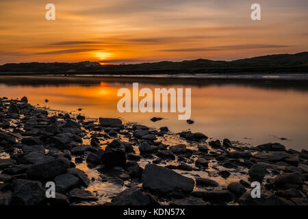 Tramonto a ogmore, South wales, Regno Unito Foto Stock