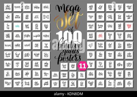 100 scritte a mano citazioni su shopping, offerta autunno vendita e Illustrazione Vettoriale