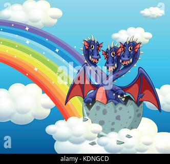 Tre teste drago uovo da cova illustrazione Illustrazione Vettoriale