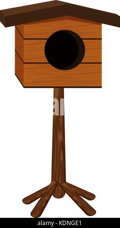 Birdhouse in legno illustrazione Illustrazione Vettoriale