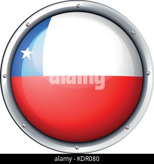 Bandiera del Cile sul round illustrazione di badge Illustrazione Vettoriale