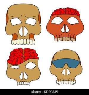 Set di quattro disegnati a mano teschi illustrazione vettoriale Illustrazione Vettoriale