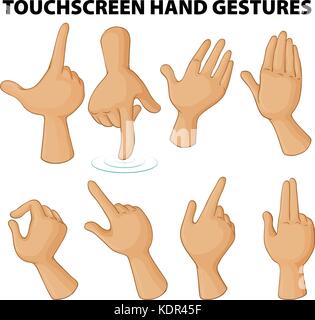 Touchscreen diversi gesti delle mani illustrazione Illustrazione Vettoriale