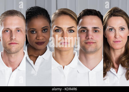 Collage di diverse multi-etnico giovane uomo e donna Foto Stock
