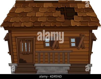 Casa in legno in cattivo stato immagine Illustrazione Vettoriale
