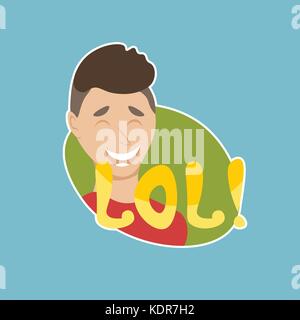 Lol sticker social media messaggio di rete design badge Illustrazione Vettoriale