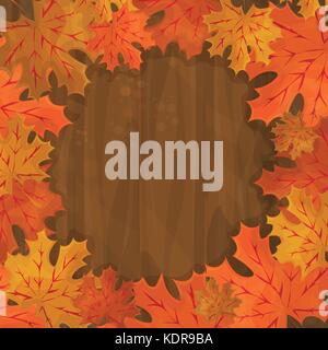 Telaio con l'autunno di foglie colorate Illustrazione Vettoriale