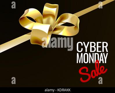 Cartellonistica regalo oro offerta Cyber Monday Illustrazione Vettoriale