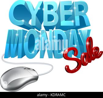Cartello del mouse per computer in vendita del Cyber Monday Illustrazione Vettoriale