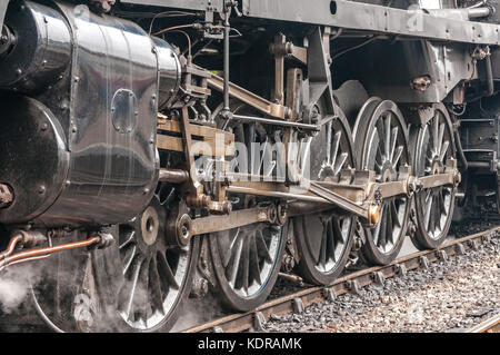 Vecchio treno a vapore le ruote motrici ,motore a vapore, ferroviarie Foto Stock