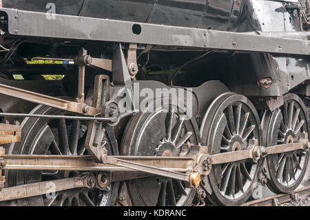 Vecchio treno a vapore le ruote motrici ,motore a vapore, ferroviarie Foto Stock