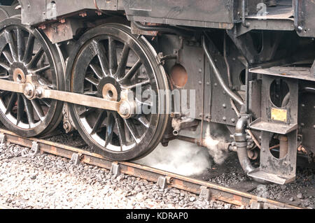 Vecchio treno a vapore le ruote motrici ,motore a vapore, ferroviarie Foto Stock