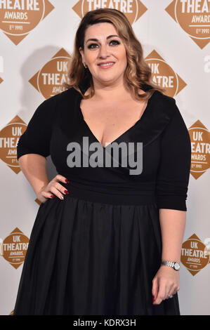 Jodie Prenger partecipa ai premi del Teatro britannico a Guildhall, Londra. PREMERE ASSOCIAZIONE foto. Data immagine: Domenica 15 ottobre 2017. Il credito fotografico dovrebbe essere: Matt Crossick/PA Wire. Foto Stock