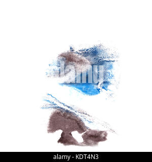 Abstract Grigio, blu disegno tratto inchiostro pennello acquerello acquerello spruzzo acquerello sfondo acquerello Foto Stock