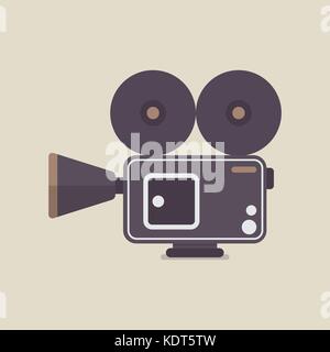 Retrò movie camera. Piatto icona di stile illustrazione vettoriale Illustrazione Vettoriale