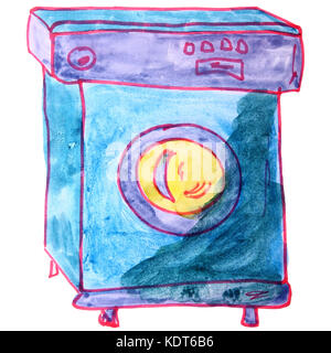 Disegno ad acquerello per bambini rondella, cartoon di lavaggio su un bianco b Foto Stock