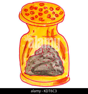 Disegno ad acquerello un cartone animato per bambini pepaiola su un bianco b Foto Stock