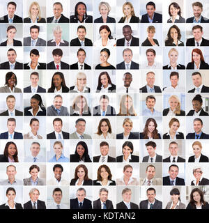 Collage di diverse multi-etniche e di età mista sorridente business team di persone Foto Stock