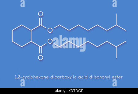 1,2-cicloesano dicarbossilico diisononile estere (dinch) plastificante molecola. alternativa a ftalati. formula scheletrico. Foto Stock