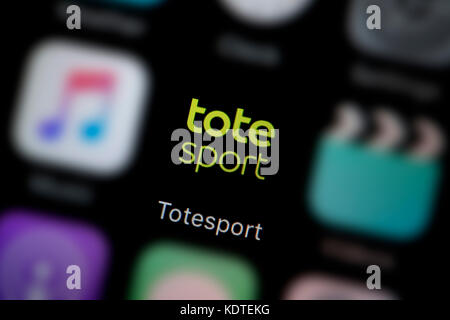 Una inquadratura ravvicinata del logo che rappresenta il Totesport Icona app, come si vede sullo schermo di un telefono intelligente (solo uso editoriale) Foto Stock