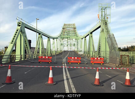 WestBound Silver Jubilee Bridge, "ponte Runcorn-Widnes' o Runcorn Bridge Foto Stock