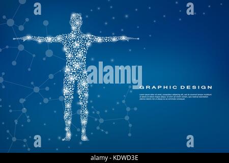 Abstract il corpo umano con molecole di DNA. Medicina, la scienza e la tecnologia del concetto. Illustrazione Vettoriale. Illustrazione Vettoriale