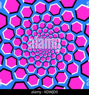 Tunnel esagonale illusione ottica Illustrazione Vettoriale