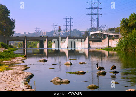 Los Feliz boulevard ponte sul fiume di Los Angeles. glendale si restringe, elysian valley, Los Angeles, california, Stati Uniti d'America Foto Stock