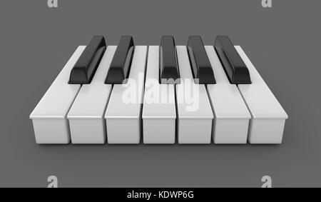 Tasti di pianoforte isolato su uno sfondo bianco. 3d arte illustrazione di rendering. Foto Stock