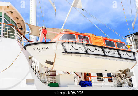 Scialuppa di salvataggio a bordo della nave. Foto Stock