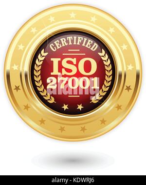 Iso 27001 certified medal - la gestione della sicurezza delle informazioni Illustrazione Vettoriale