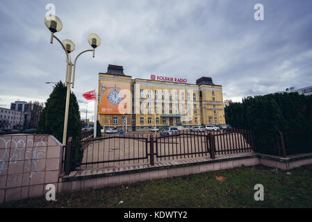 Sede della Polskie radio (Polish radio), ente nazionale di radiodiffusione finanziato dallo Stato a Varsavia, Polonia Foto Stock